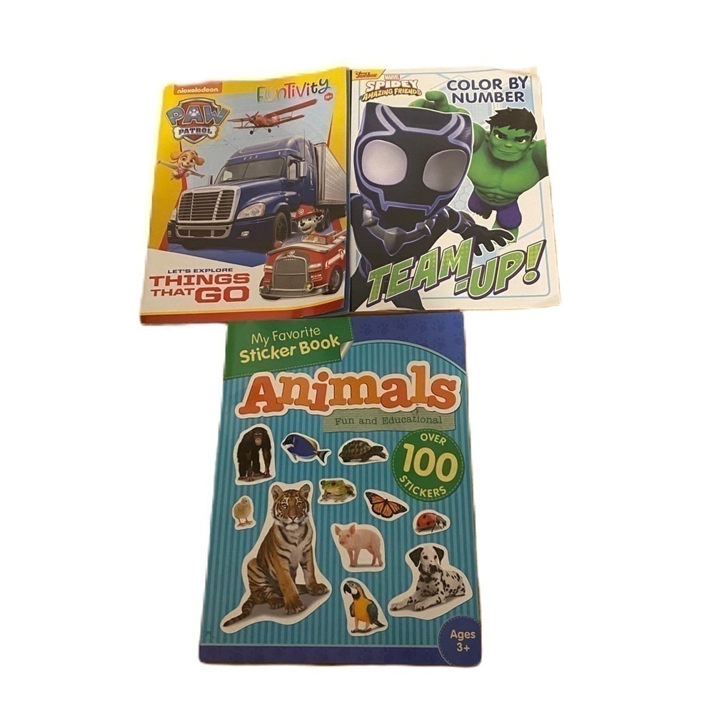 Paw Patrol Spider-Man Coloring Book Bundle My Favorite Animals Sticker Truck Car